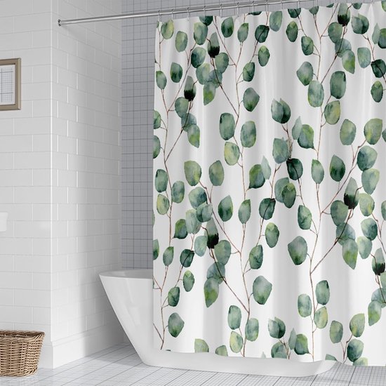 180x180cm Grüner, Blattförmiger, Wasserdichter Duschvorhang Aus Polyester Für Badezimmer
