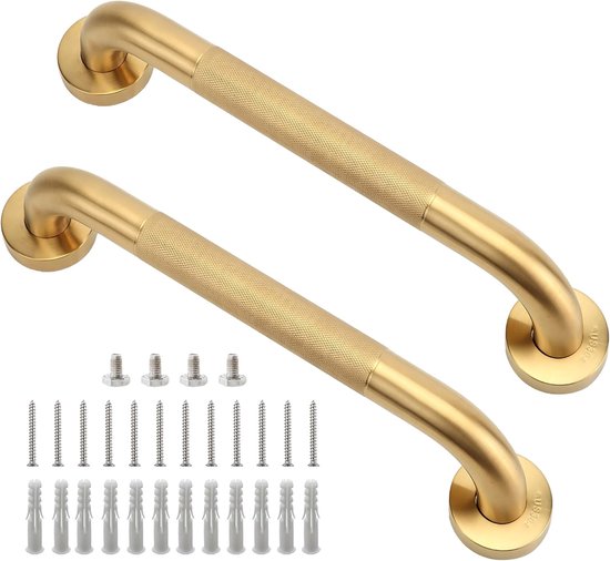 Duschhaltegriff – 30 Cm – Gold – 3,2 Cm Durchmesser – Rutschfester Edelstahl 304 – Für Badewanne/dusche, Barrierefrei/seniorengerecht – 2er-pack
