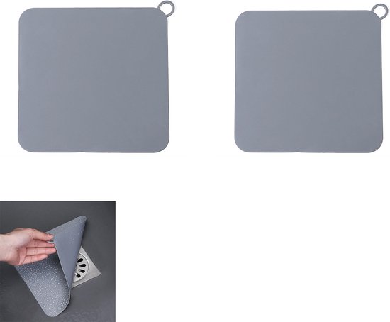 2er-pack 8 X 8 Zoll Grauer Silikon-geruchsneutralisierender Badewannen- Und Bodenablaufstopfen