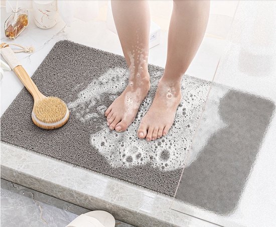 Graue, Rutschfeste Und Schimmelresistente Bade- Und Duschmatte, Wasserdurchlässige Sicherheitsmatte Für Badezimmer