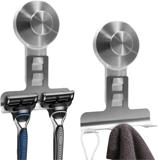 2er-pack Wasserdichte Duschhaken Aus Metall Mit Saugnapf Und Integrierten Rasiererhaltern
