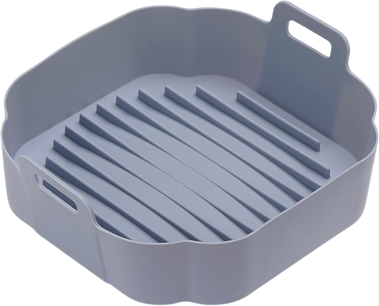 Grauer Airfryer-einsatz Mit Doppelgriffen, Hitzebeständige, Quadratische, Maschinenwaschbare Silikon-backform, Wasserdichte Antihaft-hähnchenkorbmatte.