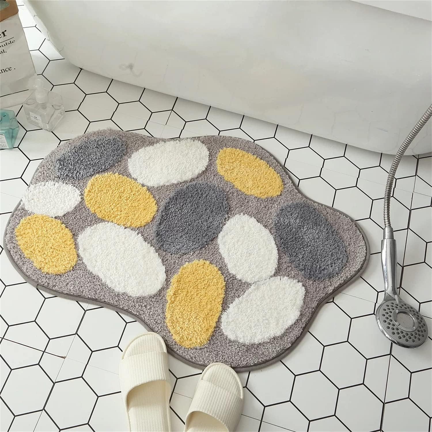 Niedliche Badezimmermatte/rutschfester Teppich, Saugfähig, Superweich, Bezauberndes Design, 45 X 65 Cm, Kieselsteinmuster.