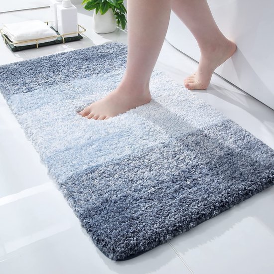 Badematte – Rutschfest Und Waschbar – Hochsaugfähiges Fleece – Blau – Mikrofaser-badematte – Geeignet Für Badezimmer