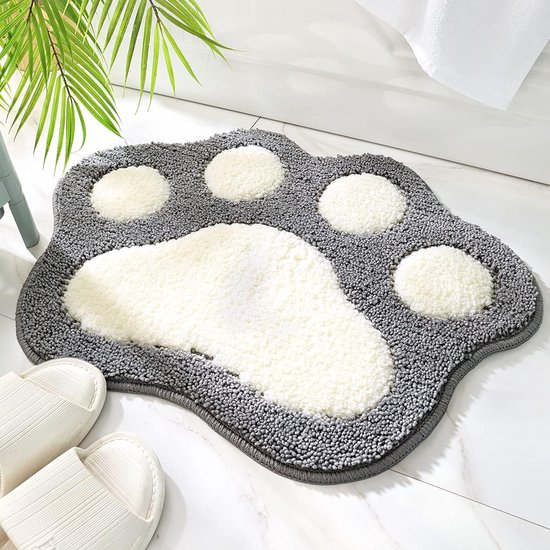 Badematte Mit Beinen Aus Baumwolle – Rutschfeste Duschmatte – Badezimmerboden – Superweich Und Saugfähig – 45 X 60 Cm – Grau