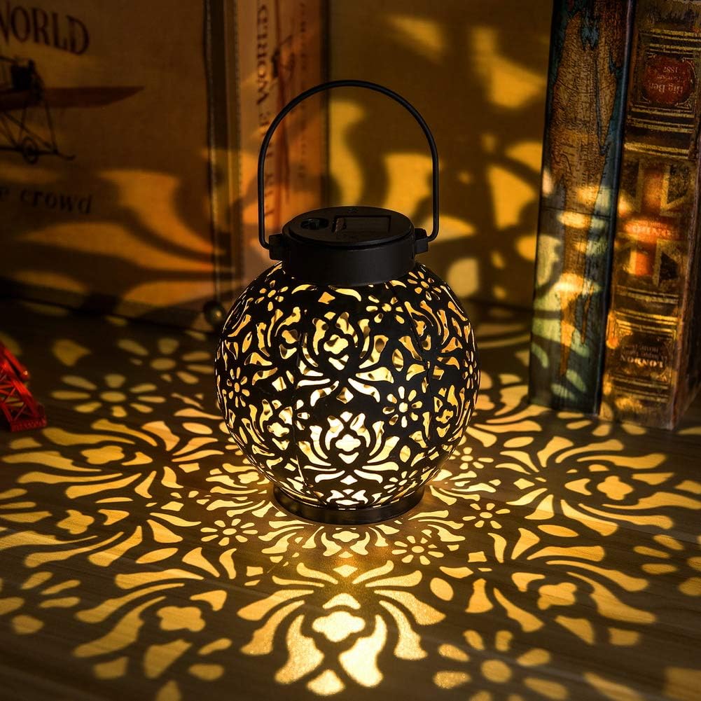 Solarbetriebene Hängeleuchte Für Den Außenbereich Mit Metall-leds, Geeignet Für Gärten, Terrassen, Rasenflächen Und Tische Mit Durchbrochenem Design (schwarz).
