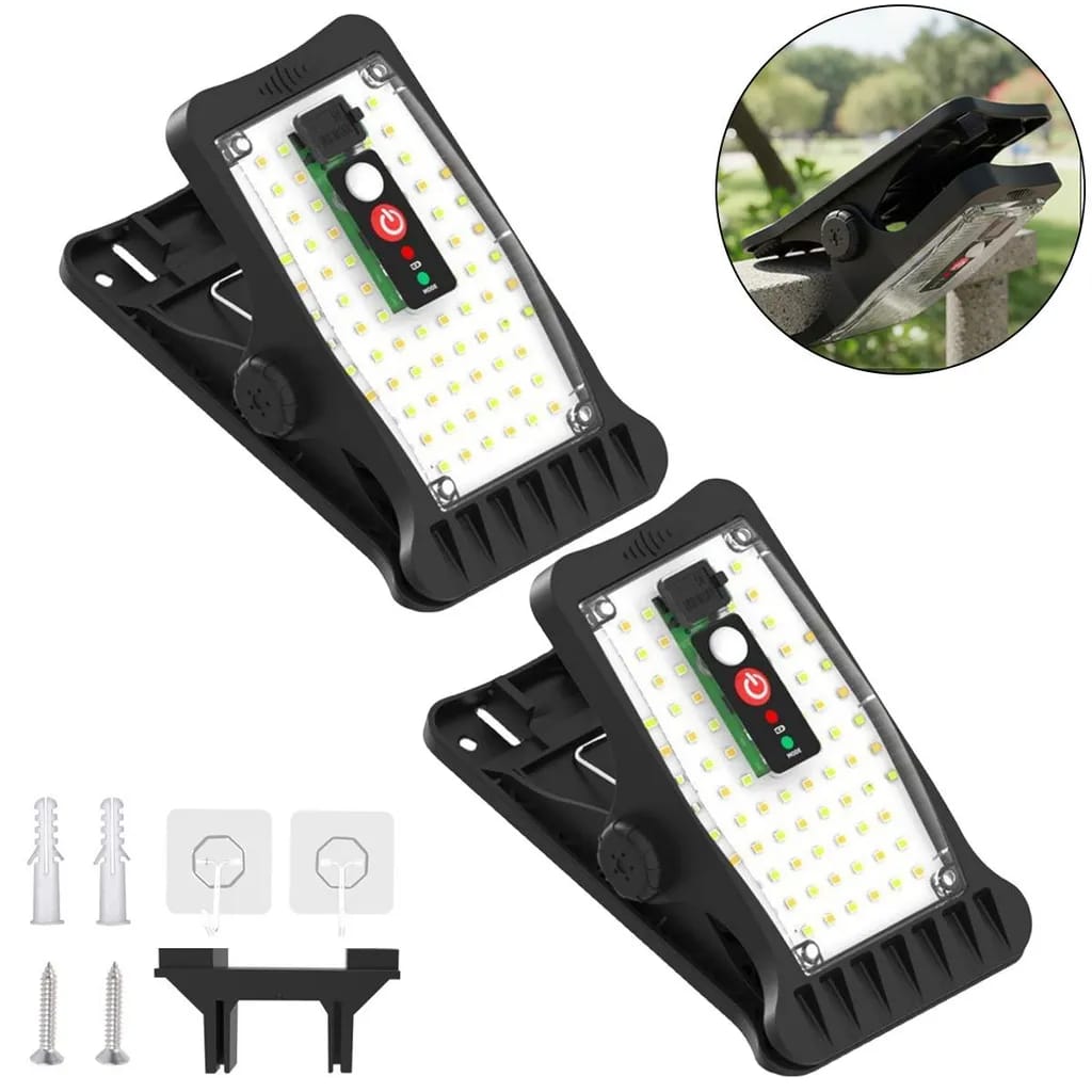 Solarleuchten Für Den Außenbereich, 2 Solar-klemmleuchten Mit Bewegungssensoren, 70 Leds Und 3 Farbtemperaturen, Geeignet Für Garten-, Zaun- Und Grabenbeleuchtung.