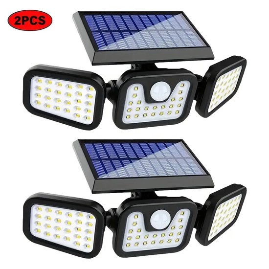 Neue Solar-wandleuchte, Dreiflammig, Drehbar, Wasserdicht, Mit Bewegungsmelder, Geeignet Für Straßen- Und Gartenbeleuchtung, 2er-pack.