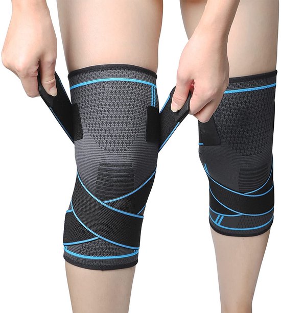 Zweiteilige Sport-kniebandage Mit Einstellbarer Elastizität, Geeignet Für Fitnessaktivitäten Wie Radfahren, Tennis, Gehen Und Kniebeugen.