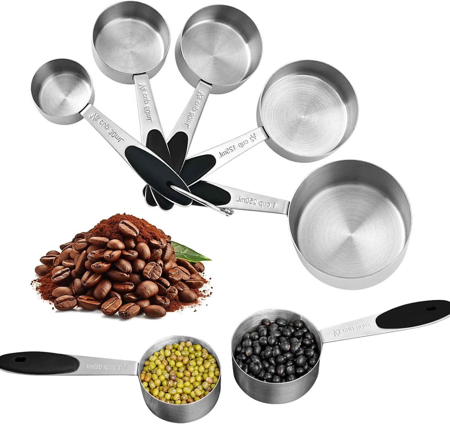 5-teiliges Messlöffel-set Aus Edelstahl – Magnetgriffe – Geeignet Zum Backen Und Kochen – Spülmaschinenfest – Silber