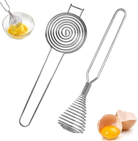 Eierquirl Aus Edelstahl – Eigelbtrenner – Hand-eierquirl – Küchenutensilien – Zweiteiliges Set – Ergonomischer Griff