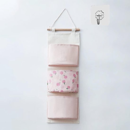 Multifunktionale Hängetasche Aus Baumwolle Für Den Kleiderschrank, Aus Wasserdichtem Leinen, Mit 3 Fächern, Geeignet Für Schlafzimmer Und Badezimmer (rosa).
