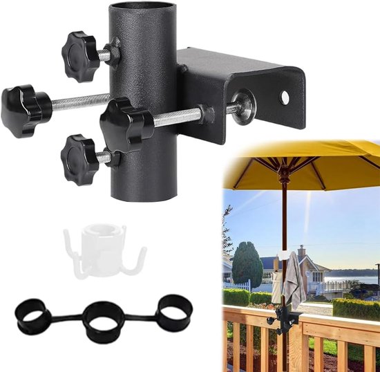- Balkon-sonnenschirmständer - Robust - Einfache Montage - Schwarz - Schirmgestell - Geeignet Für Schirme Verschiedener Durchmesser