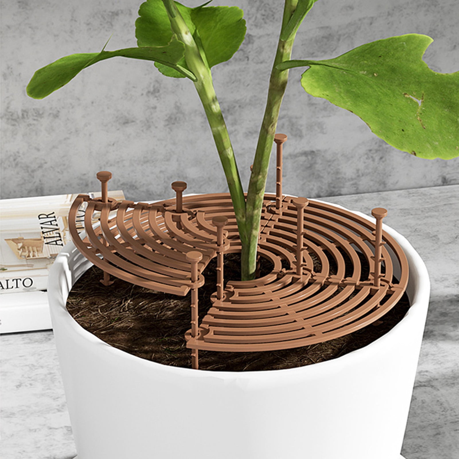 4-teiliges Set Brauner Blumentopf-netzabdeckungen (30 Cm) – Zuschneidbare Netzabdeckungen Mit Ständer, Um Katzen Am Graben Zu Hindern, Kindersichere Blumentopf-netzabdeckungen