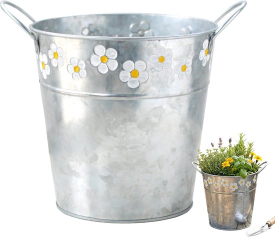 Blumenkübel – Blechkübel – Großer Metall-pflanzkübel Für Draußen – Rustikaler Vintage-blumenkübel Aus Blech – Rund
