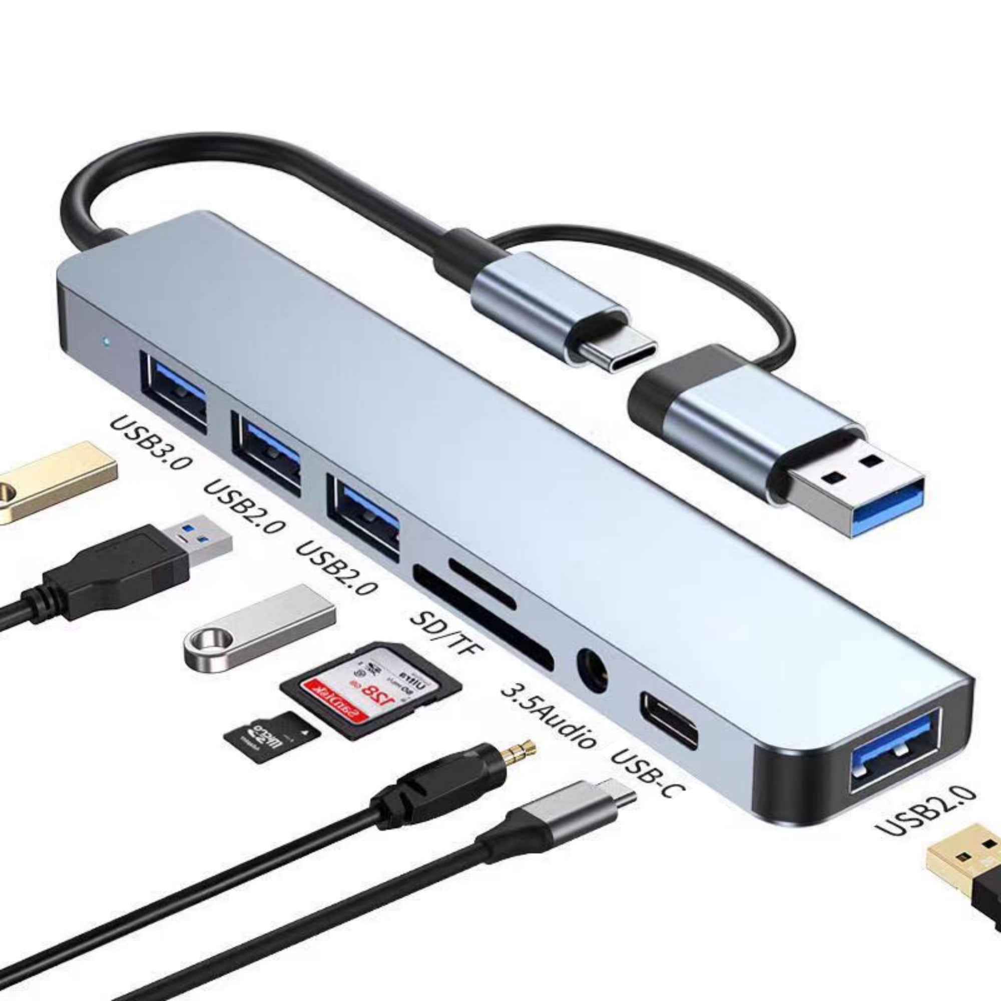 8-in-1 Usb-c Hub/splitter Mit Tf/sd-kartenleser, Kompatibel Mit Macbook Pro, Ipad Pro Und Laptops.