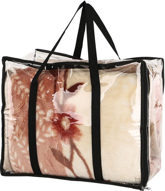 2er-pack 70x45x35 Cm 110l Transparente, Faltbare Aufbewahrungstaschen Aus Kunststoff Für Kleiderschränke Und Bettwäsche Mit Verstärkten Griffen