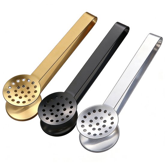 Set Mit 3 Teebeutelzangen Aus Edelstahl In Silber, Gold Und Schwarz, Mit Perforierter Teeklemme Für Heiße Teebeutel, Küchenaccessoire