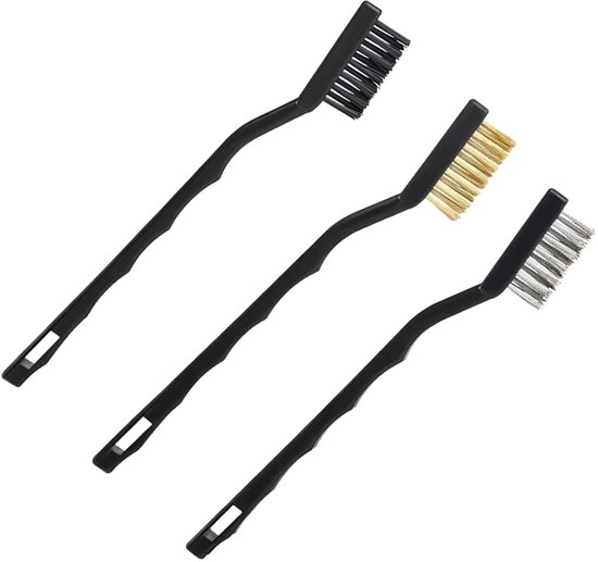 Mini-drahtbürsten-set – 3-teilig – Ergonomisches Design – Schwarz – Zur Reinigung – Geeignet Für Enge Stellen – Entfernt Rost Und Schmutz