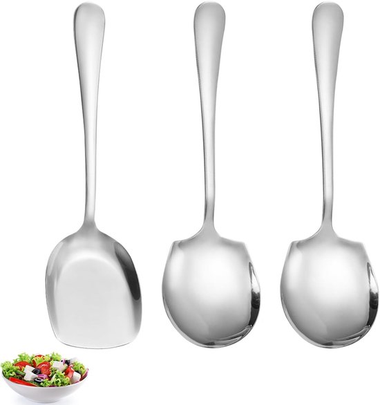 Dieses Set Aus 3 Großen Edelstahllöffeln Eignet Sich Perfekt Für Salate Und Buffets Und Ist Somit Ideal Für Den Einsatz Zu Hause Und In Restaurants.