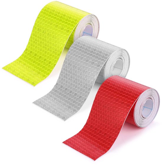 3 Rollen Selbstklebendes, Reflektierendes Sicherheits-stoßstangenband In Rot, Weiß Und Grün, 300 X 2,5 Cm