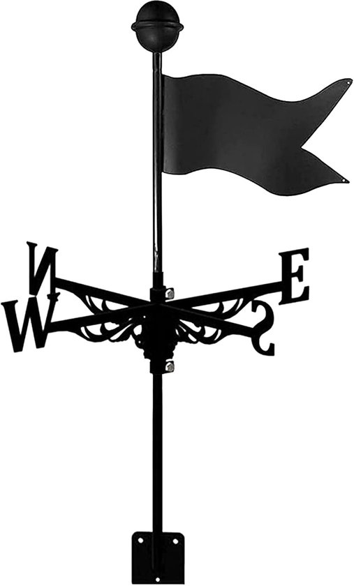 Klassische Wetterfahne Aus Metall Mit Flaggenmotiv, Zeitloser, Dekorativer Windrichtungsanzeiger In Schwarz, Wetterfest, Für Dach, Garten Und Terrasse