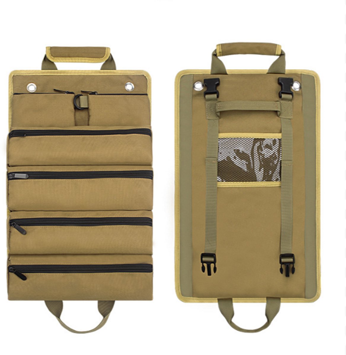 Werkzeugtasche – Werkzeugrolle – Für Werkzeuge Und Zubehör – Ideal Für Die Werkstatt – Khaki – Arbeitstasche Für Damen Und Herren – 50 X 33 X 12 Cm