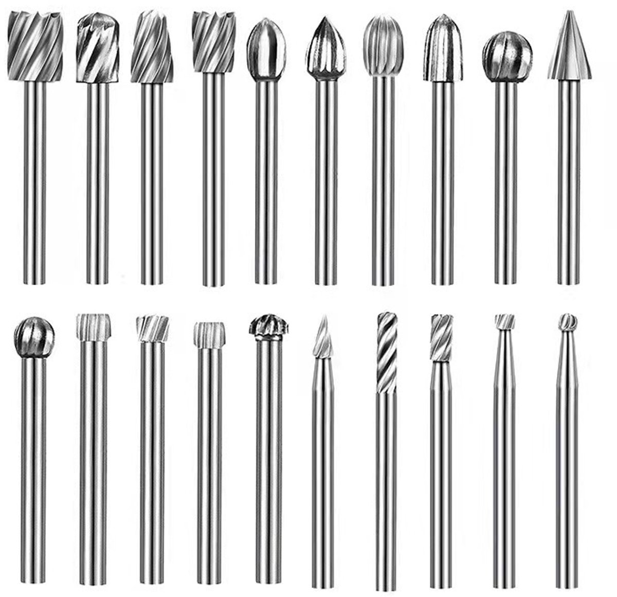 20-teiliges Set Aus Rotierenden Hss-feilen Für Holzschnitzereien, 1/8-zoll-bohrer-set Für Dremel-werkzeuge.