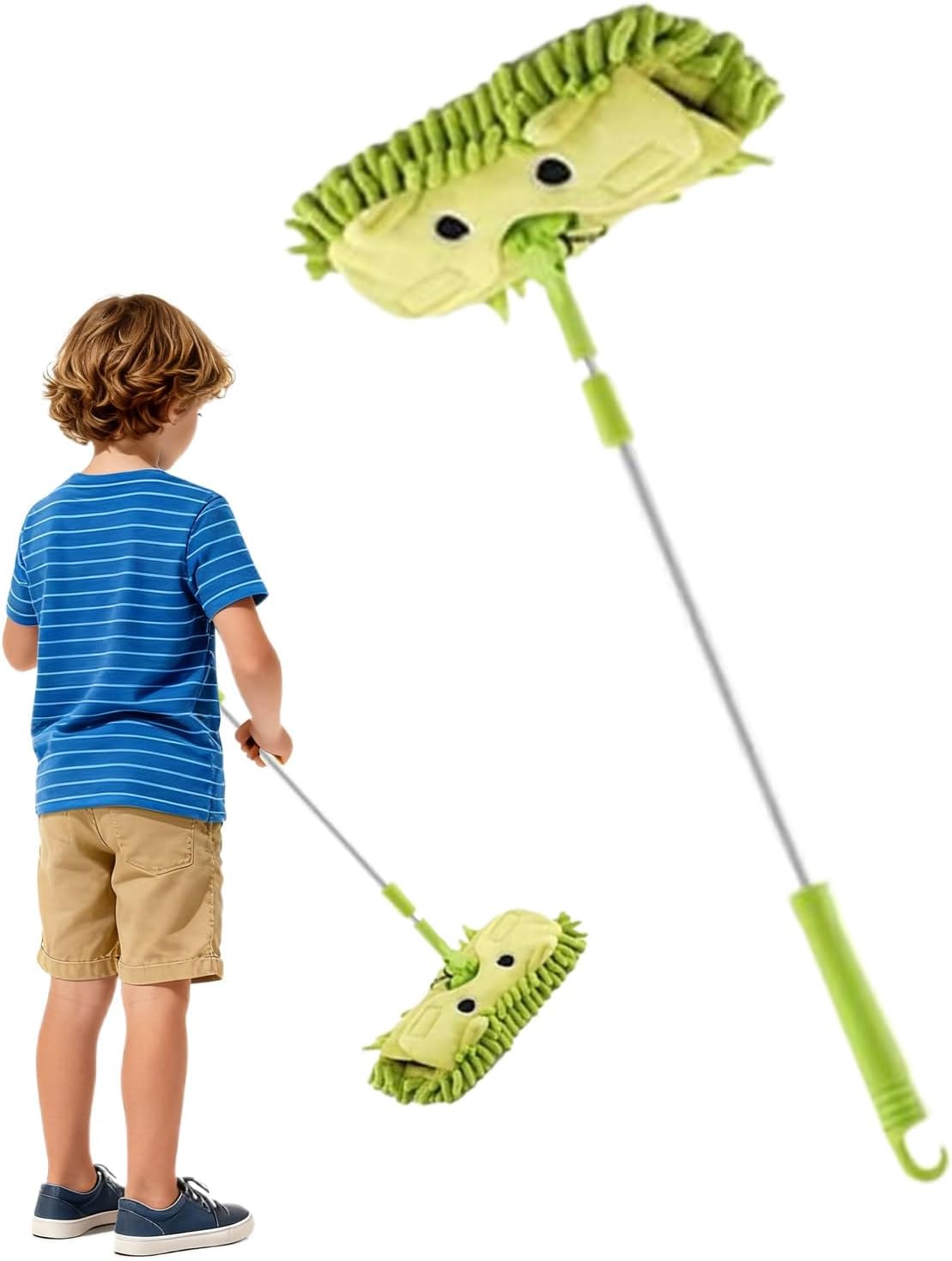 Kinder-reinigungsmopp, Lustiger Drehbarer Abnehmbarer Mopp - Ein Rollenspielzeug Für Kinder, Das Mit Einem Echten Staubmopp Geliefert Wird.