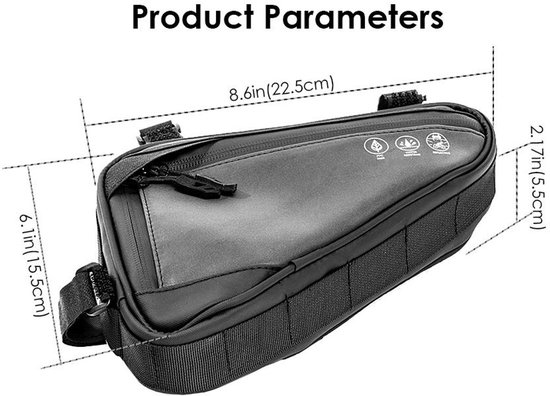 Fahrradtasche, Rahmentasche, Dreieckige Rahmentasche, Aufbewahrungstasche, Reflektierende Tasche, Großes Fassungsvermögen, Zubehör Für Mountainbikes Und Rennräder, Schwarz