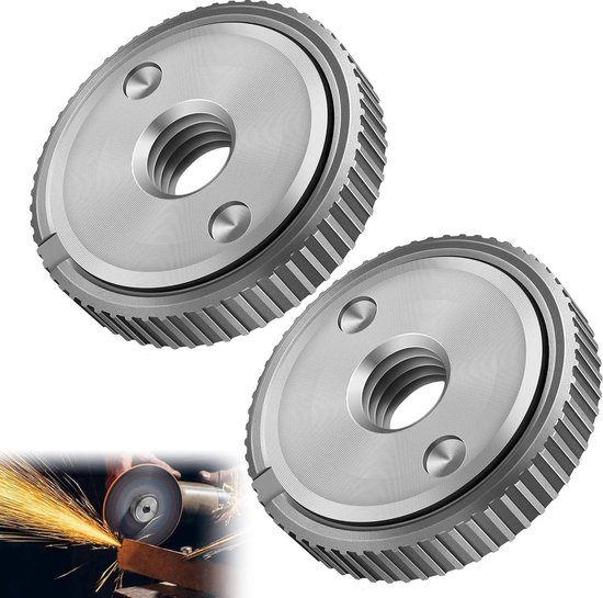 14mm Schnellspannmuttern, Winkelschleiferzubehör, Schleifscheiben, M14 Schnellwechselmuttern, 2er-pack, Holzbearbeitung & Schleifen, Silber.