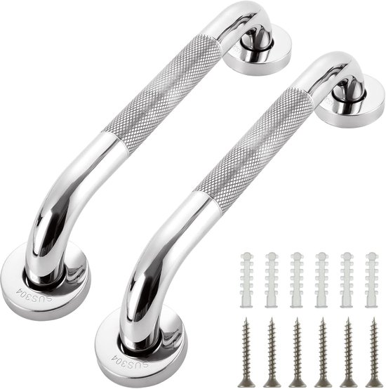 2er-pack 30 Cm Lange, Rutschfeste Haltegriffe Aus Edelstahl Für Senioren, Sicherheitsgriffe Für Dusche Und Wc, Silber