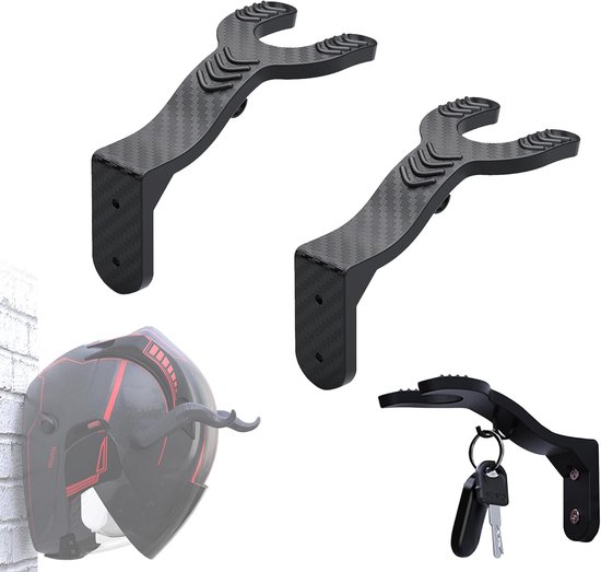 2-teiliges, Schwarz, Wandmontiertes Motorradhelm-halterungsset Für Helme Und Schlüssel