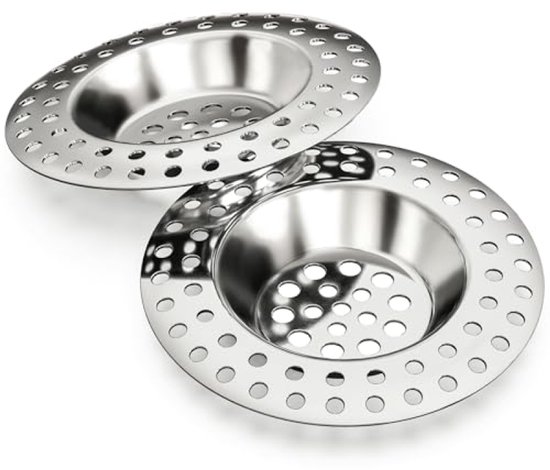 2-teiliges Abflusssieb-set – Edelstahl-spülbeckensieb – Haarfänger Für Dusche Und Waschbecken – 14 G Übergewicht