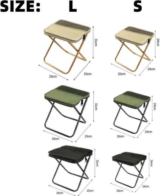 Klapphocker – Tragbarer Stuhl – Sitzgelegenheit Für Draußen – Ultraleicht Und Tragbar – Maximale Tragkraft 120 Kg – Schwarz