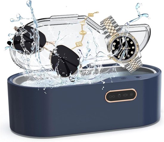 Ultraschallreiniger (450 Ml), 45 Khz, 4-timer, Für Zahnspangen, Schmuck Und Brillen, Blau