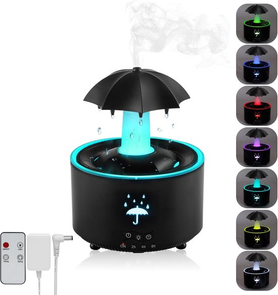 Luftbefeuchter – Aromadiffusor – Schirm-luftbefeuchter – Rotierender Schirm-tropf-luftbefeuchter – Aromatherapie-diffusor Mit 7-farbiger Led-beleuchtung – Mit Fernbedienung
