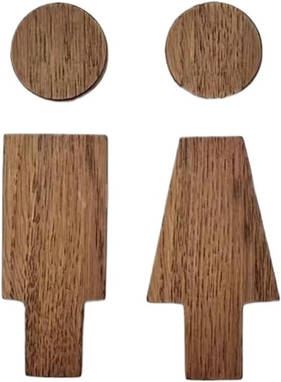 Wc-türhänger – Wc-schild – Türanzeiger – Selbstklebendes Holz – 16,8 X 4,8 Cm – Vintage-braun