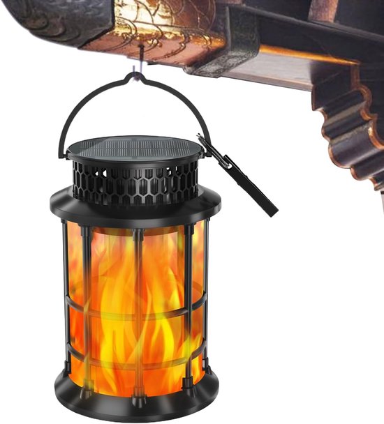 Solar-außenleuchte – Solar-terrassenleuchte – Gartenbeleuchtung Mit Realistischem Flammeneffekt – 13 X 13 X 19 Cm