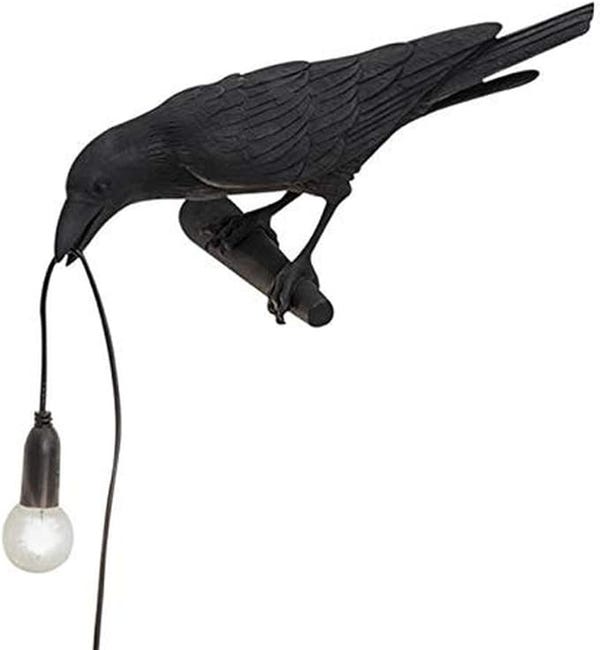 Rabenförmige Tischleuchte, Schreibtischlampe, Schlafzimmerwandleuchte, Dekorative Harzlampe (schwarz, Wandleuchte)