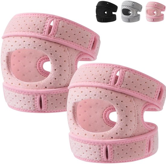 2-teilige Unisex-knieorthese, Gelgepolsterte Kniescheibenstabilisierung, Verstellbar, Für Arthritis/verletzungen, Rosa.
