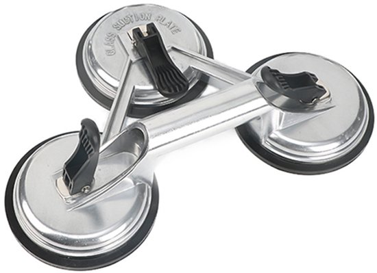 Fenstersauger Aus Aluminiumlegierung Mit 3 Saugnäpfen – Geeignet Für Fenster, Fliesen, Spiegel Und Zur Reparatur Von Autodellen, Silberfarben.