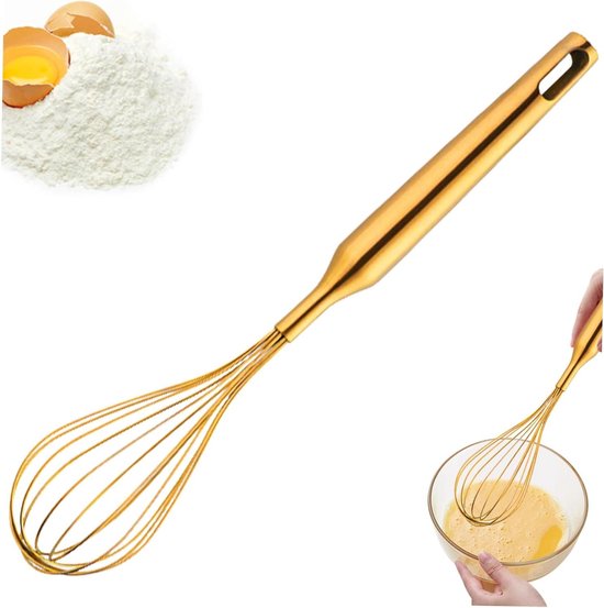 Eierquirl Aus Edelstahl – Küchen-eierquirl – Kochen, Rühren, Backen – 12-strängiges Design – 30 Cm – Gold