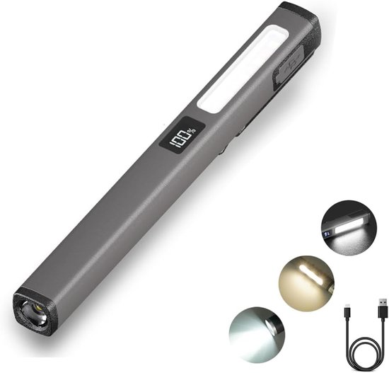 Multifunktionale Cob-arbeitsleuchte, Led-taschenlampe Mit Stiftclip Aus Aluminiumlegierung, Usb-aufladbar, Magnetisch, 6 Modi (warmweiß Und Rot), Für Autoreparaturen