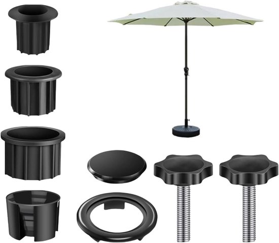Adapterset Für Sonnenschirmständer – 32/38/48 Mm – Schwarz