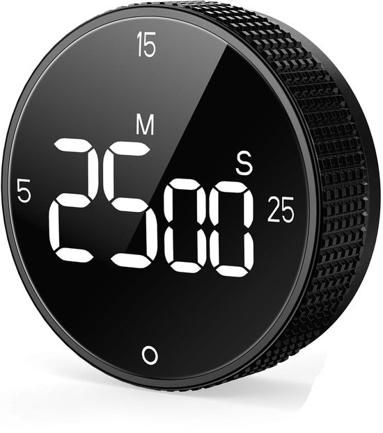 Digitaler Küchentimer – Visueller Timer – Großes Led-display – Drehbarer Timer – Küchentimer – Schwarz