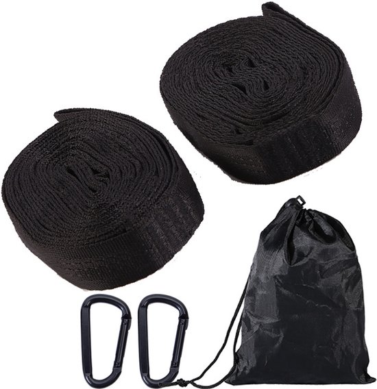 200 Cm Langes Baumschaukel-aufhängegurtset Mit 2 Schwarzen Schnallen Und Aufbewahrungstasche