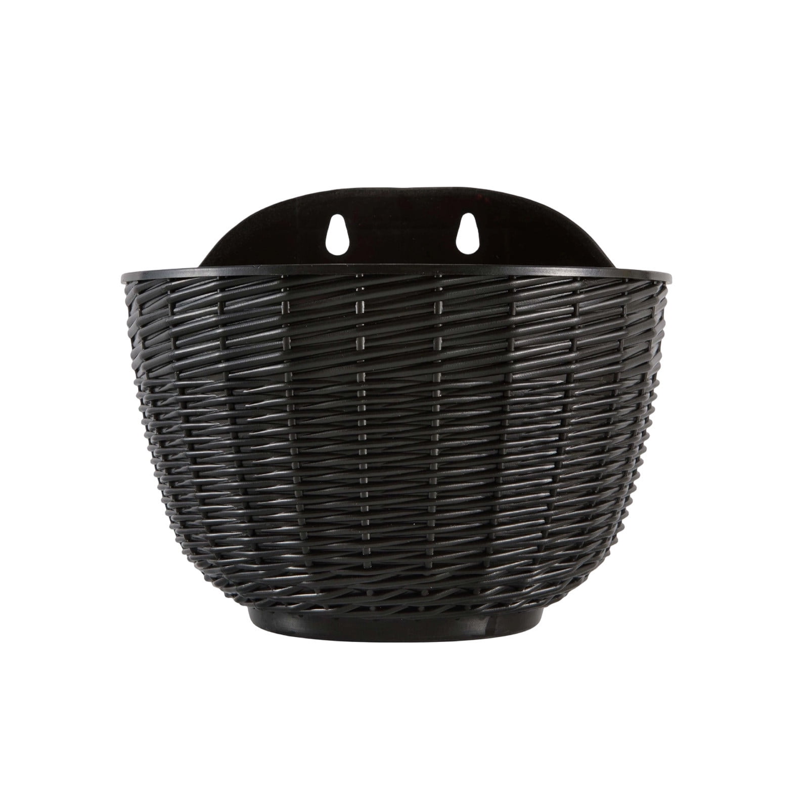 Schwarzer, Halbrunder, Wandmontierter Blumentopf Aus Geflochtenem Rattan