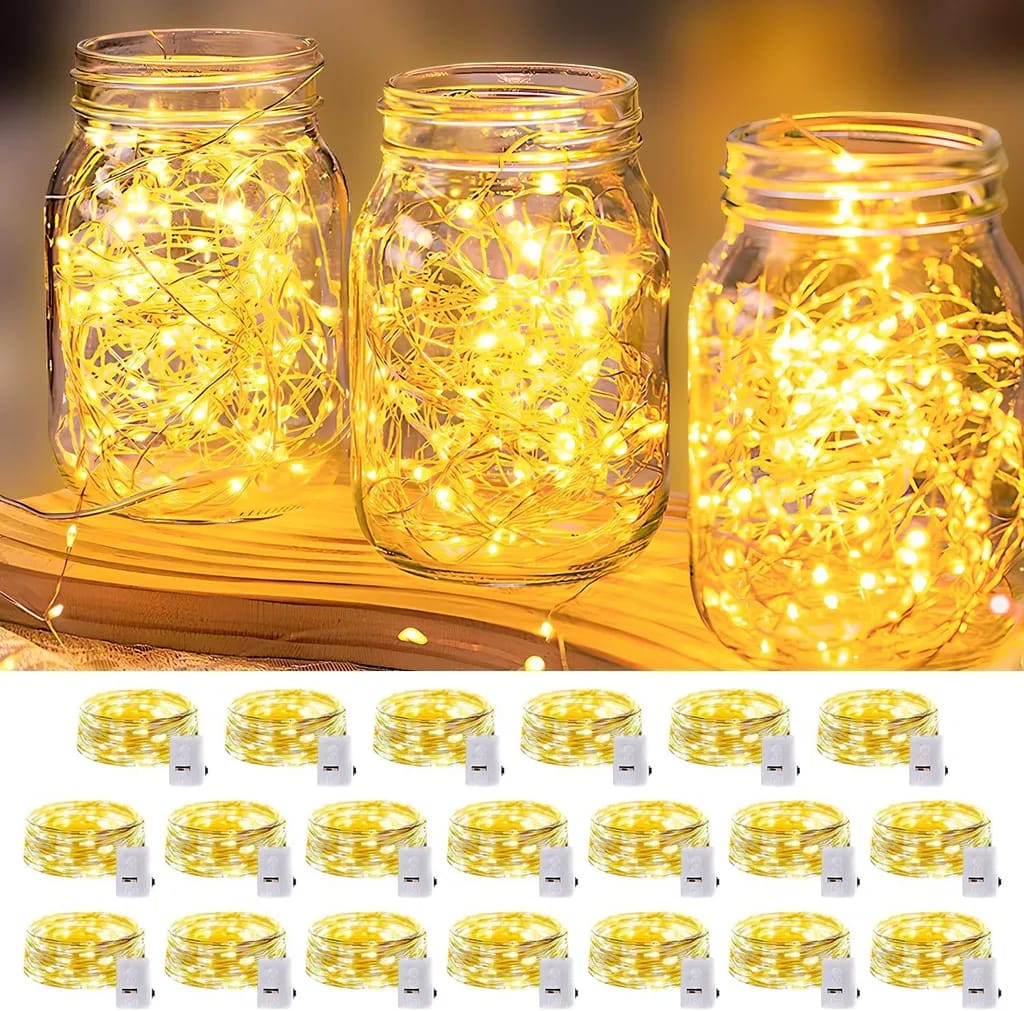20-teilige, Batteriebetriebene Led-lichterkette Mit 3 Modi: Langsames Blinken, Schnelles Blinken, Dauerlicht, 2 M Länge, 20 Leds, Warmweißes Licht