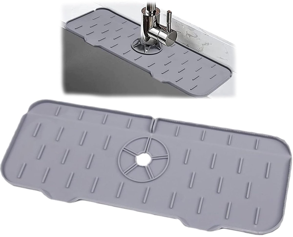 Spritzschutz Für Wasserhahn Und Spüle – Silikon Mit Automatischem Ablauf – 37 X 14 Cm